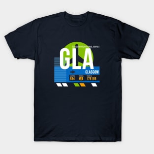 Glasgow (GLA) Airport // Retro Sunset Baggage Tag T-Shirt